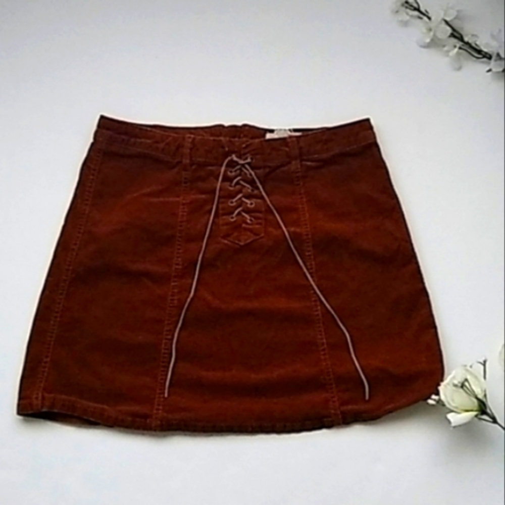 Anthropologie Sky And Sparrow Brown Cotton Skirt